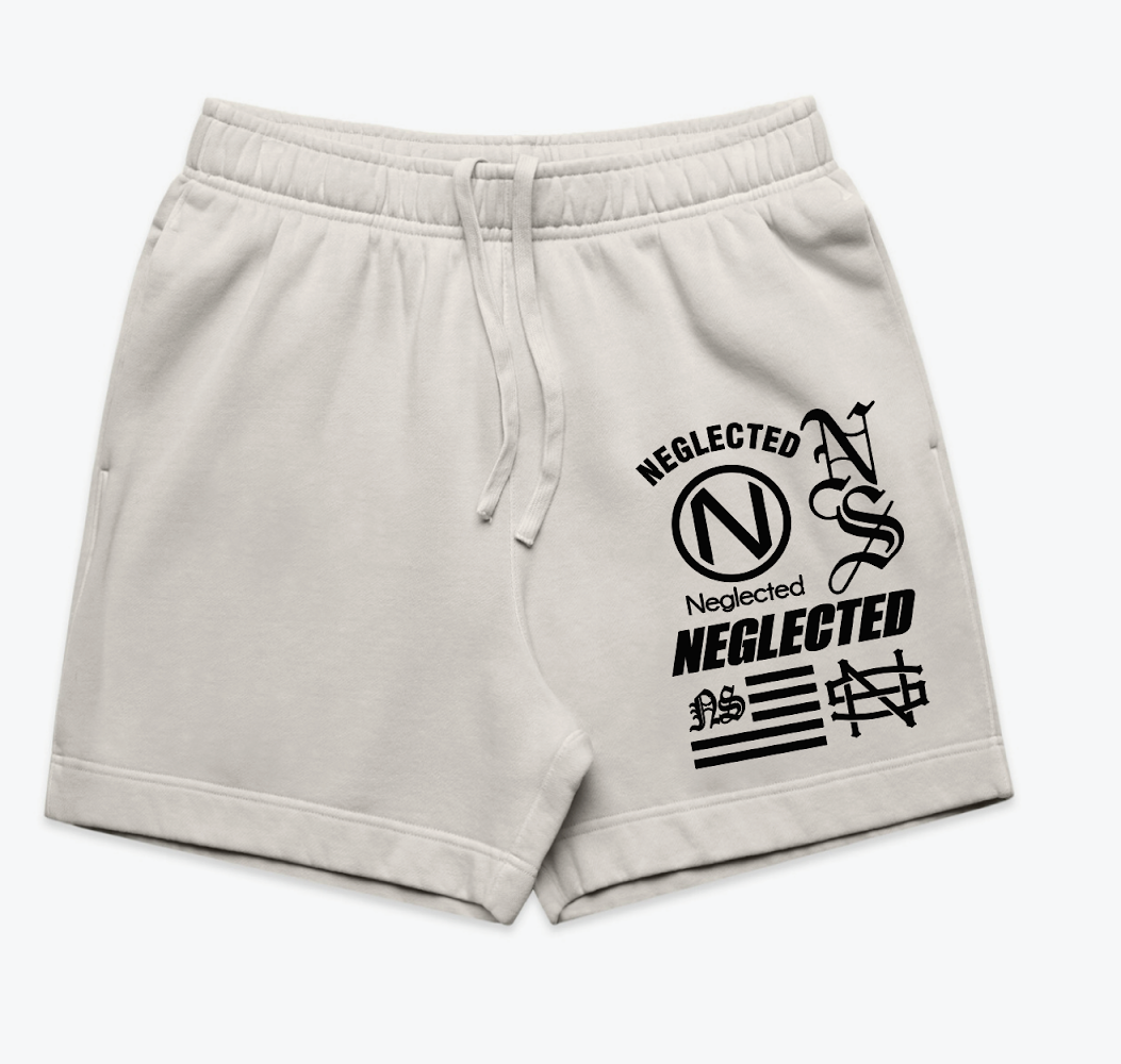 Neglected Collage Relax Track Shorts 18 inch Bone