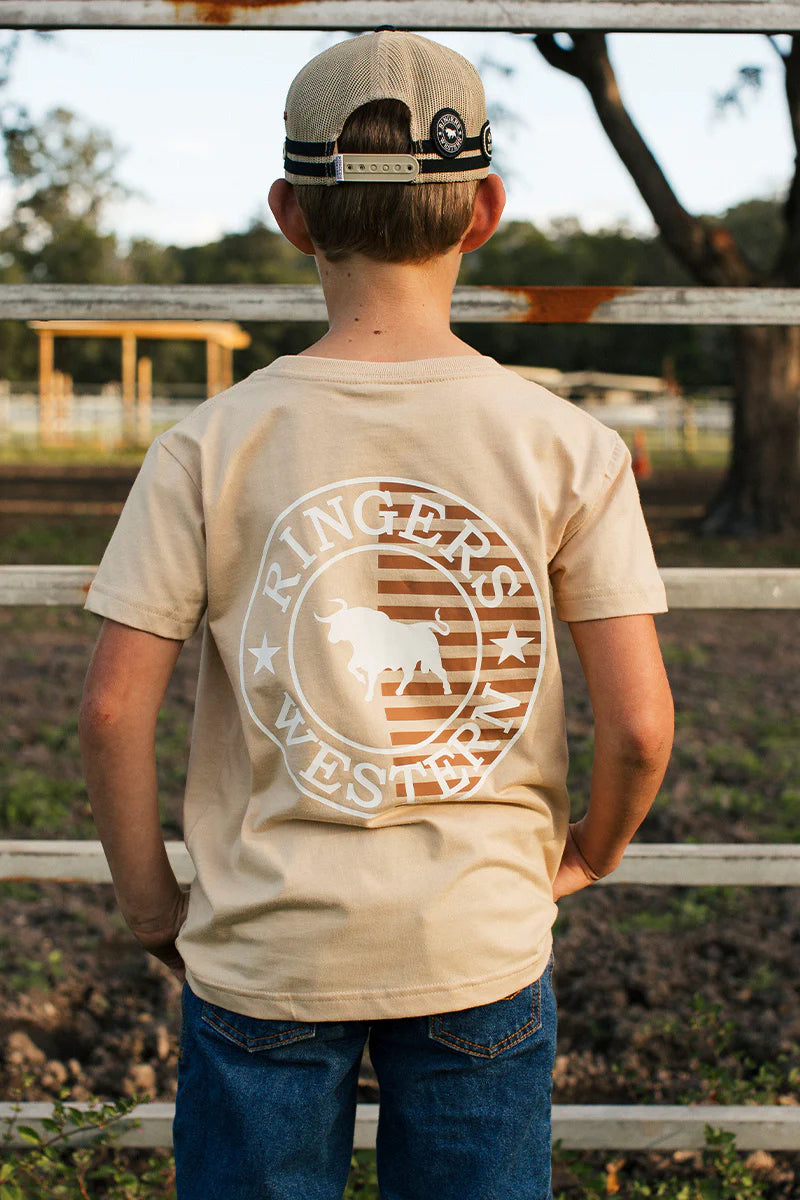 Signature Bull Flag Kids Classic Fit T-Shirt - Dark Sand