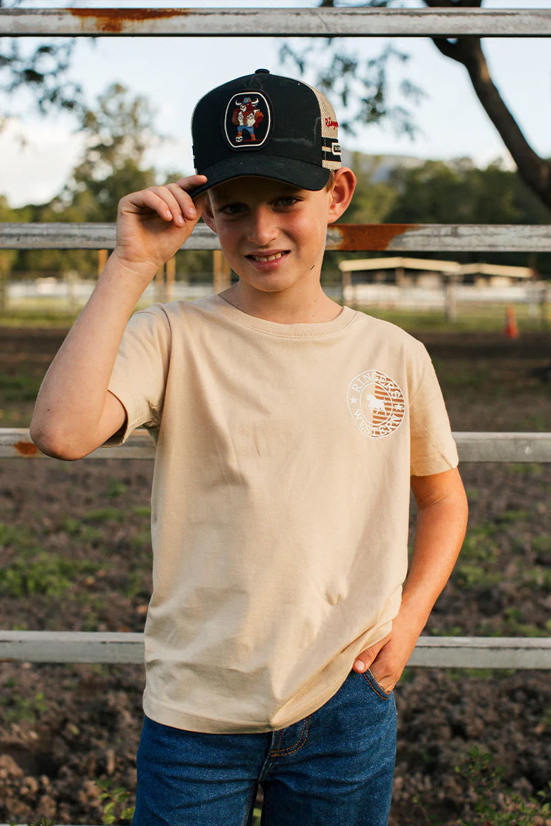 Signature Bull Flag Kids Classic Fit T-Shirt - Dark Sand