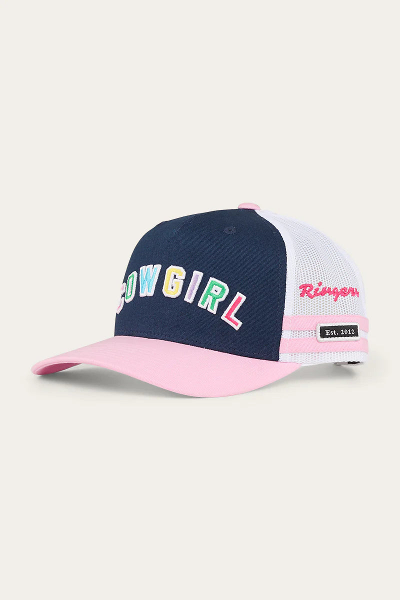 Cowgirl Kids Trucker Cap - Navy Pastel Pink