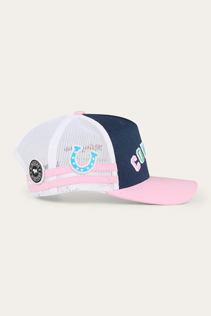 Cowgirl Kids Trucker Cap - Navy Pastel Pink