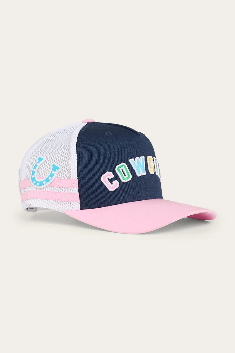 Cowgirl Kids Trucker Cap - Navy Pastel Pink