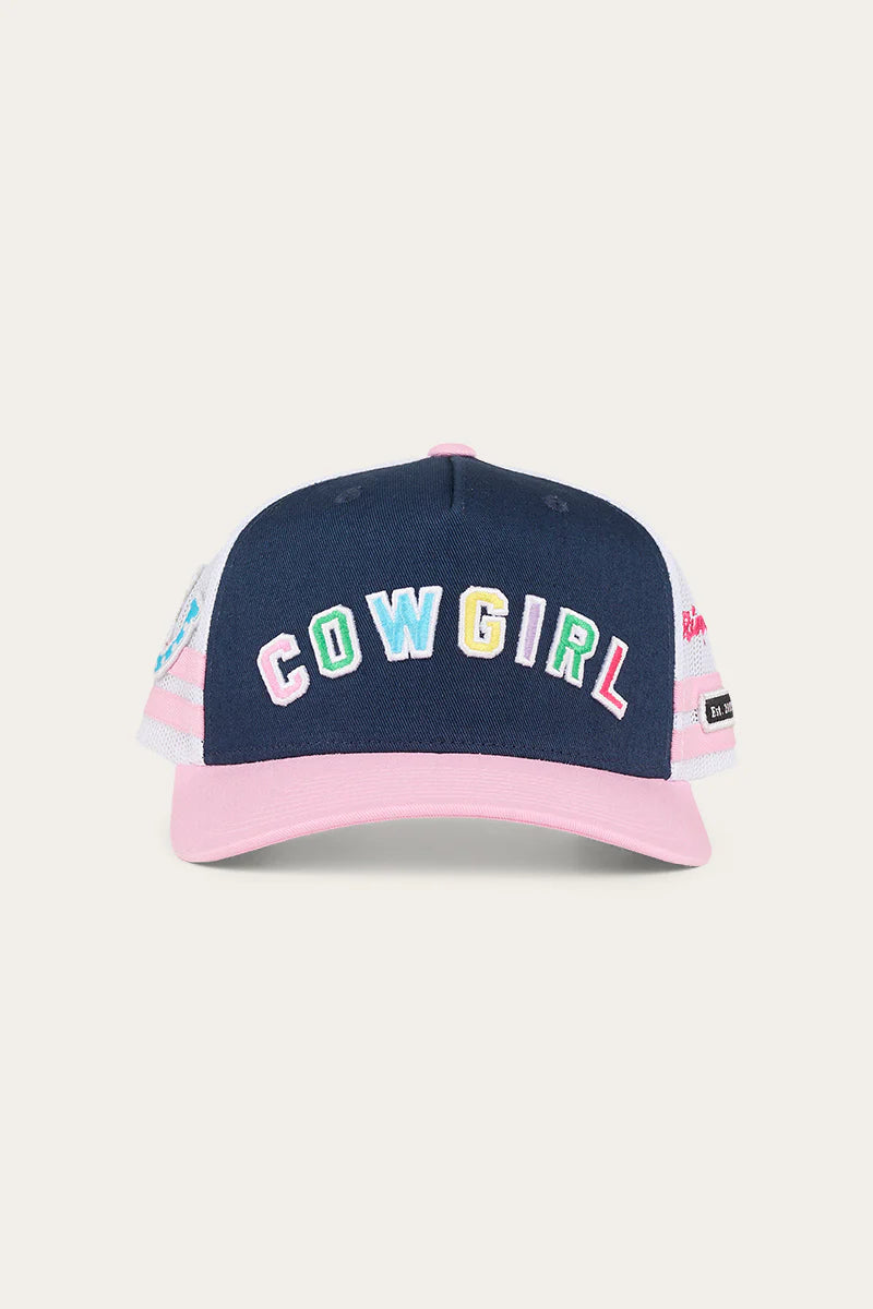 Cowgirl Kids Trucker Cap - Navy Pastel Pink