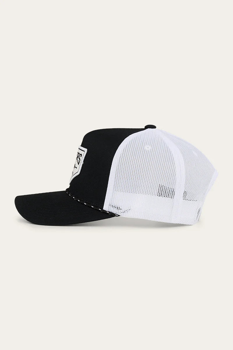 Garage Trucker Cap Black with White Print