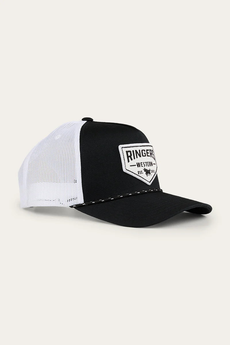 Garage Trucker Cap Black with White Print