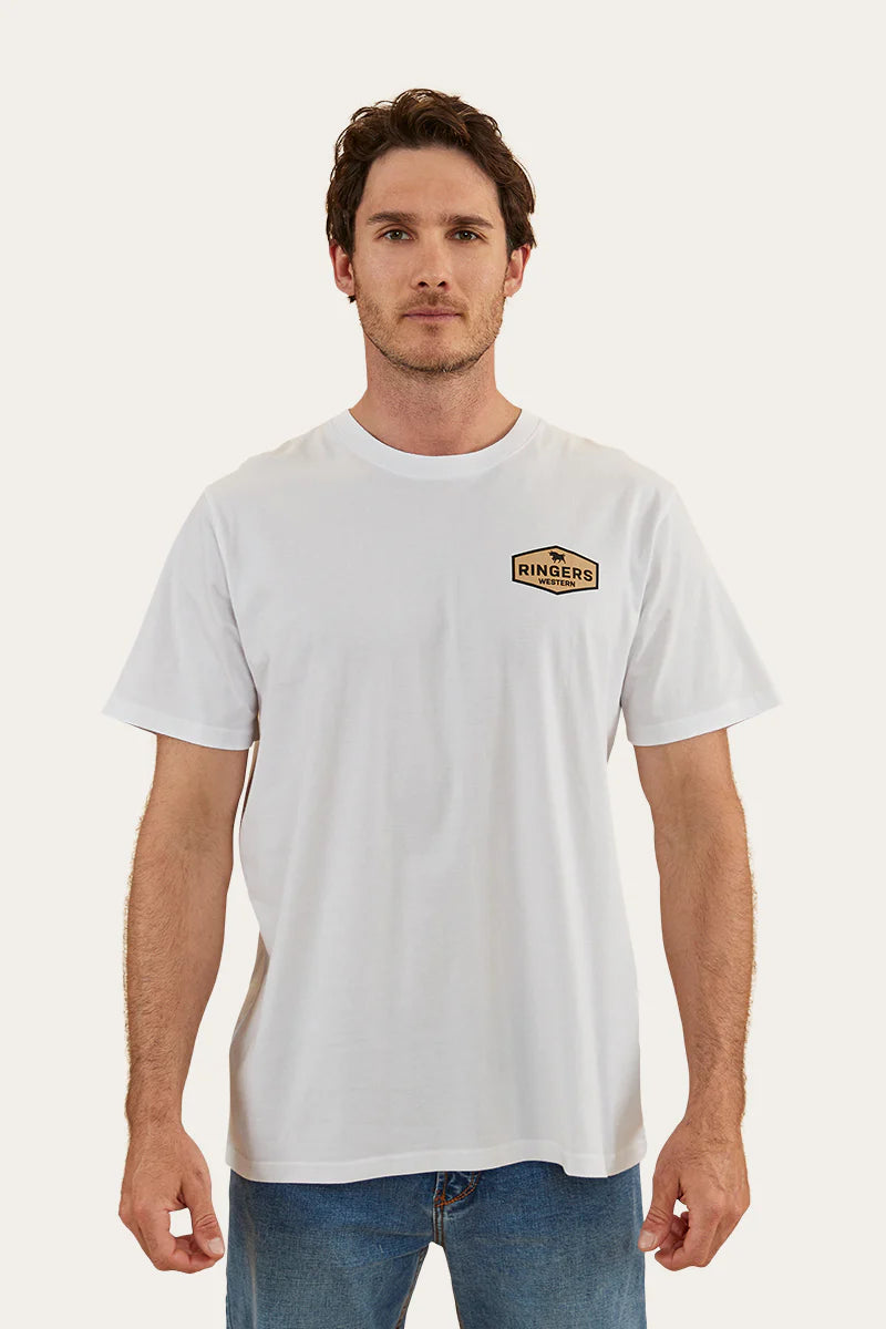 Servo Mens Loose Fit TShirt - White / Dark Sand